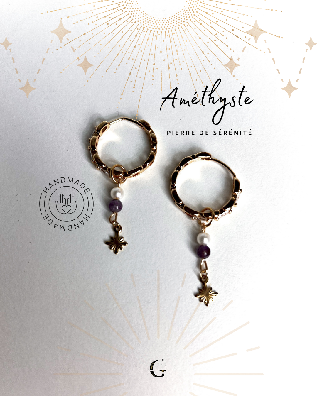Estella - Boucles d'oreilles (avec la pierre de ton choix)